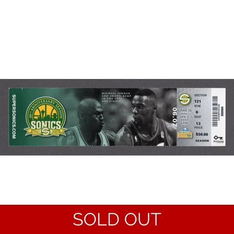 JORDAN KEMP 1996 NBA FINALS Nuggets @ Sonics 4/1/2007 Full Ticket IVERSON 26pts